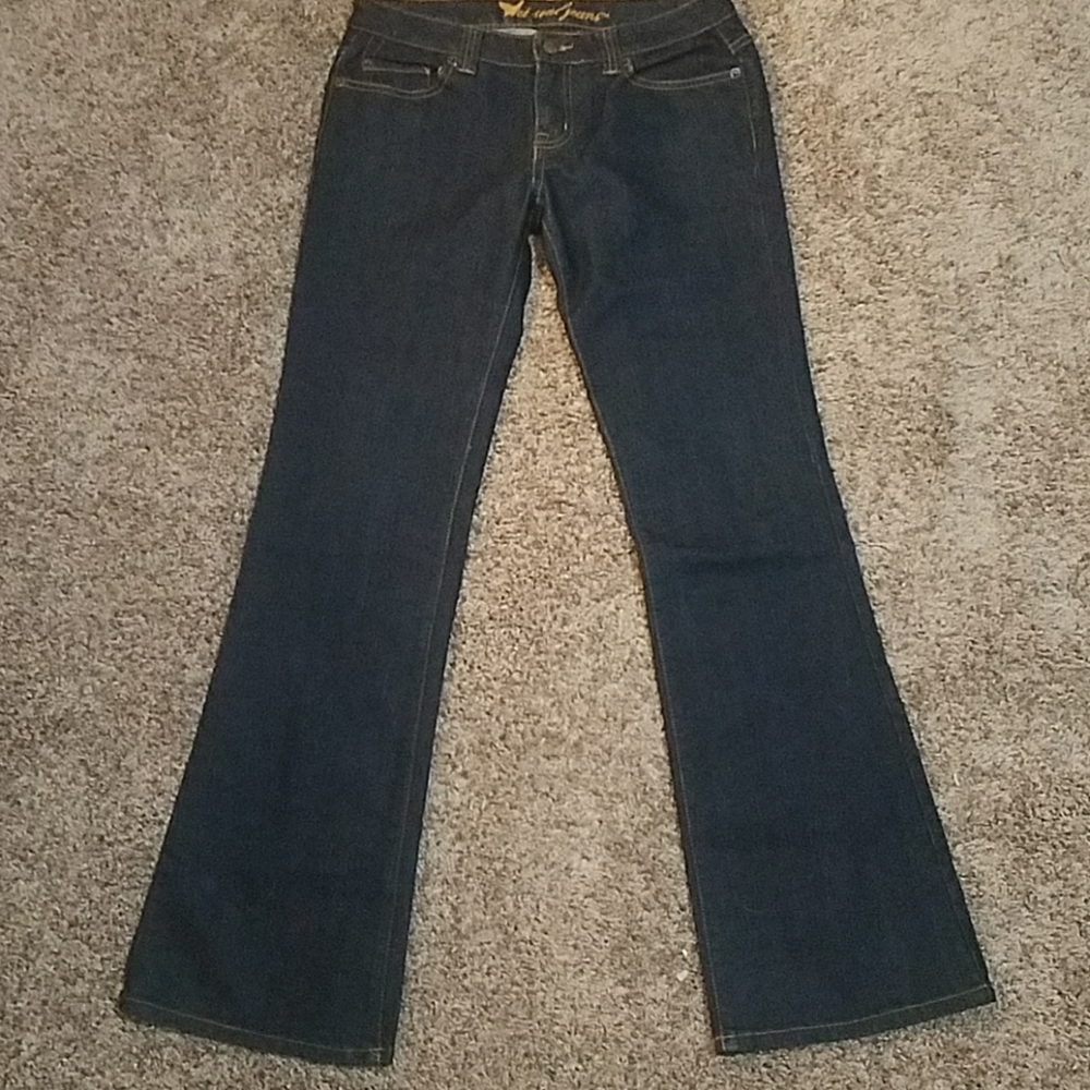 Big flare dark denim jeans